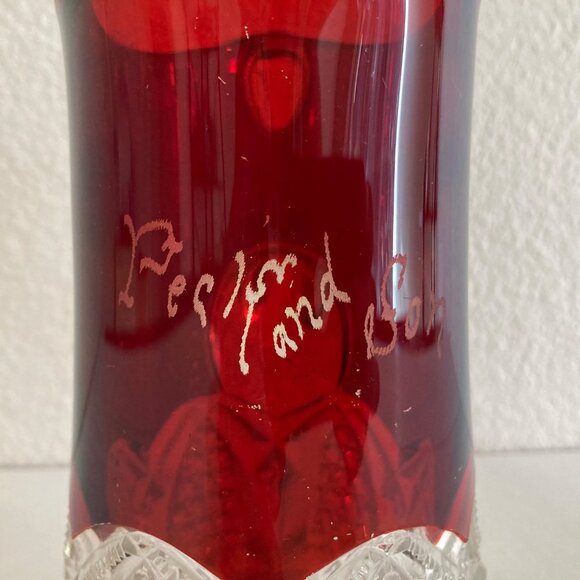 Antique 1901 Ruby Stained Red Glass Pitcher - Picture 2 of 7